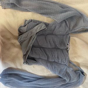 Baby blue Cinderella puffed sleeve ribbed body suit
